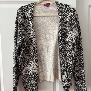 Merona Cotton Blend Black & White Animal Print V-Neck Long Sleeve Cardigan XL